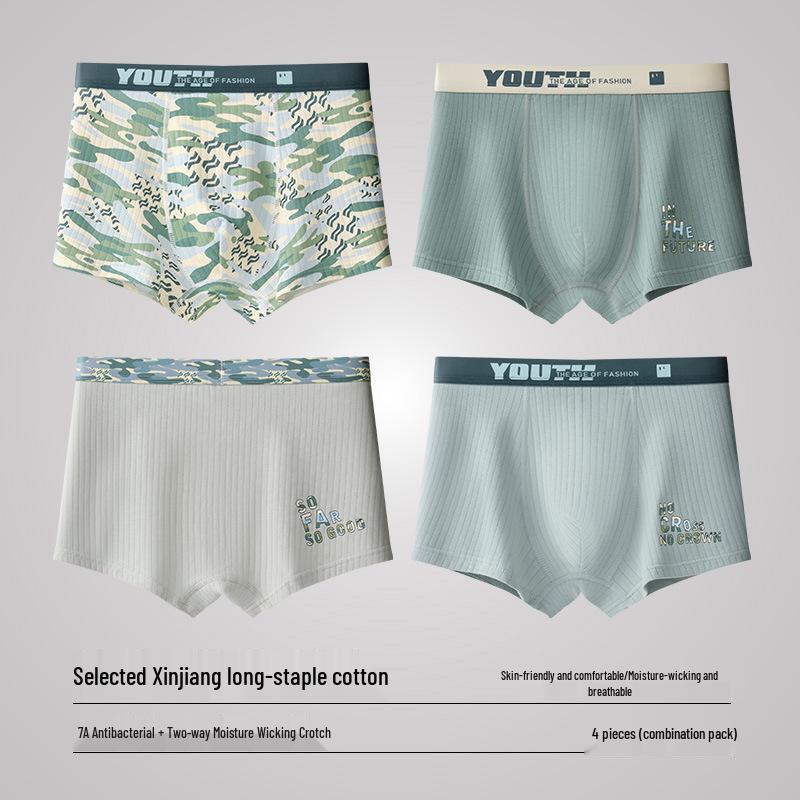 Boys' Breathable Cotton Boxer Briefs with Antibacterial Crotch, Sizes 15-18 Years