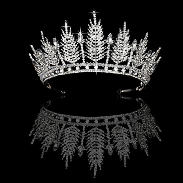 Bride Crown Big Rhinestone Pearl Queen Headdress Bridesmaid Head -Mounted Wedding Accessories Decoration