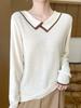 Women's Doll Collar Honeycomb Knit Sweater - Soft, Versatile, and Stylish Autumn/Winter Outerwear.