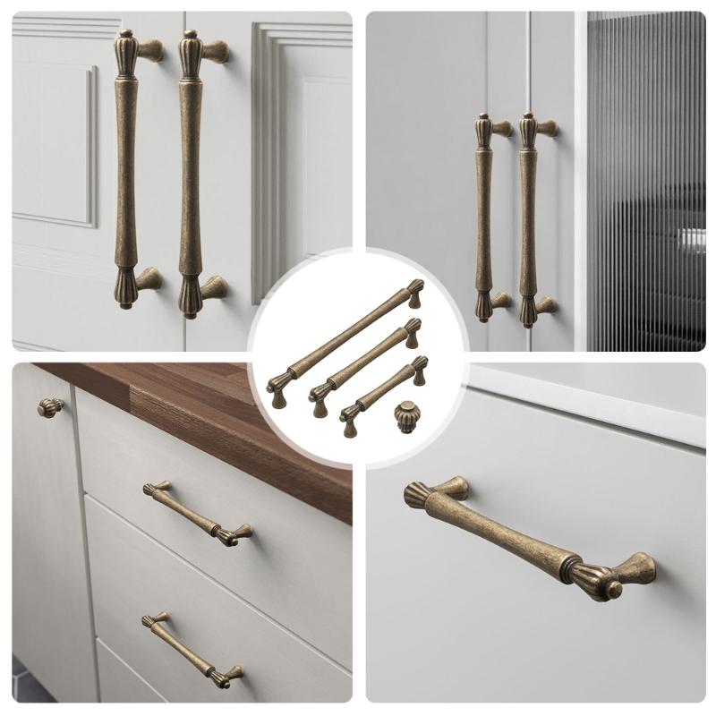 Pack Of 4 Antique Brass   Cabinet Pull Vintage French Style Handles Multiple Type for Option for Kitchen & Bathroom