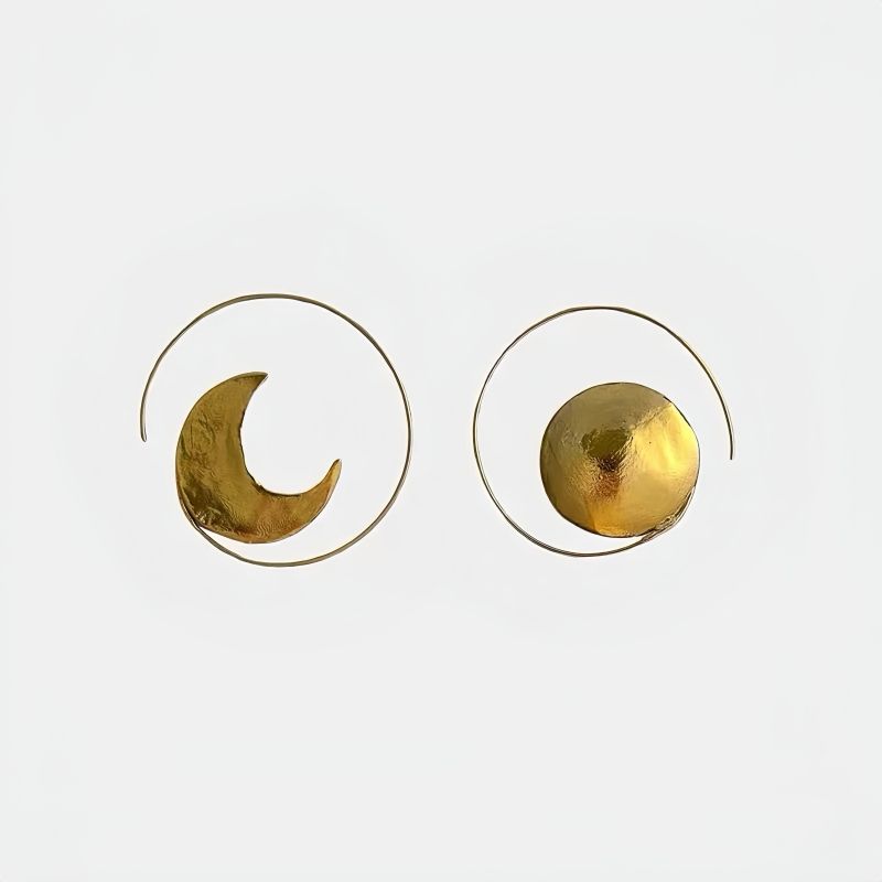 

Double Star Sun Moon Asymmetric Earrings Accessible Luxury Special-Interest Design Fancy Stud Earrings Stylish Unique Refined Wild Earrings Gold asymmetric earrings pair
