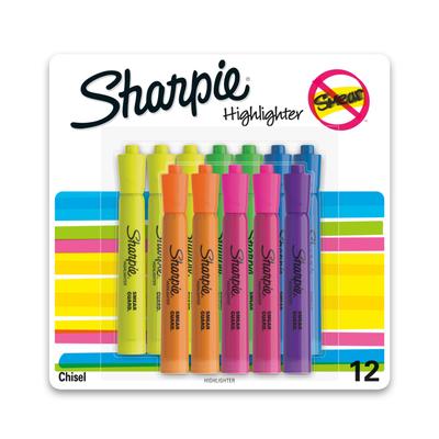 Sharpie Accent Assorted Colors by Sharpie Tank-Style Highlighter, 12-Pack, (25145)