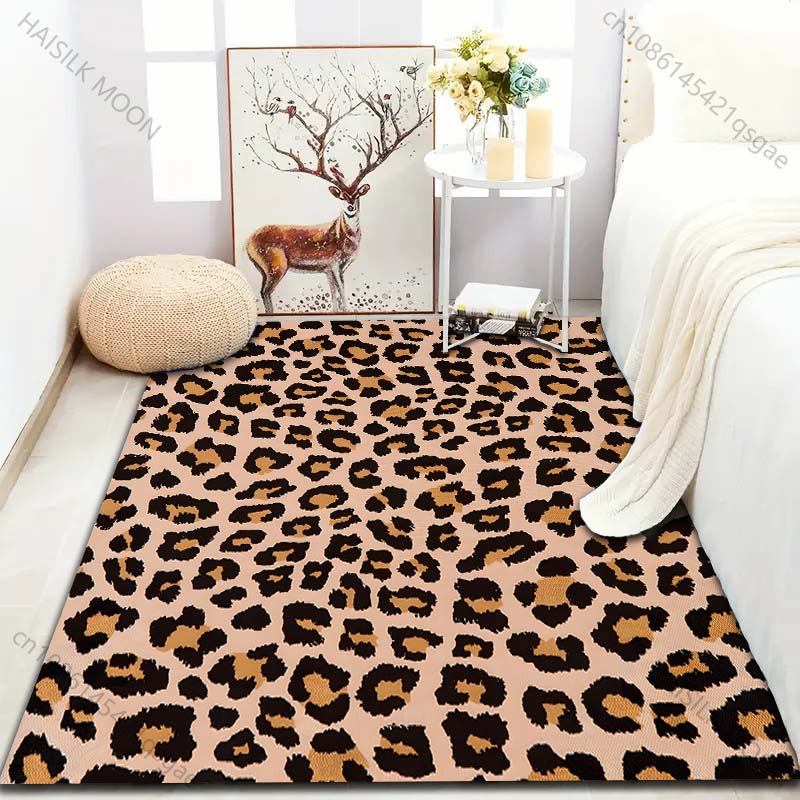 1PC Wild Leopard Print Carpet for Living Room Bedroom Sofa Doormat Decor Sofa Area Rug Non-slip Floor Mat Large Size