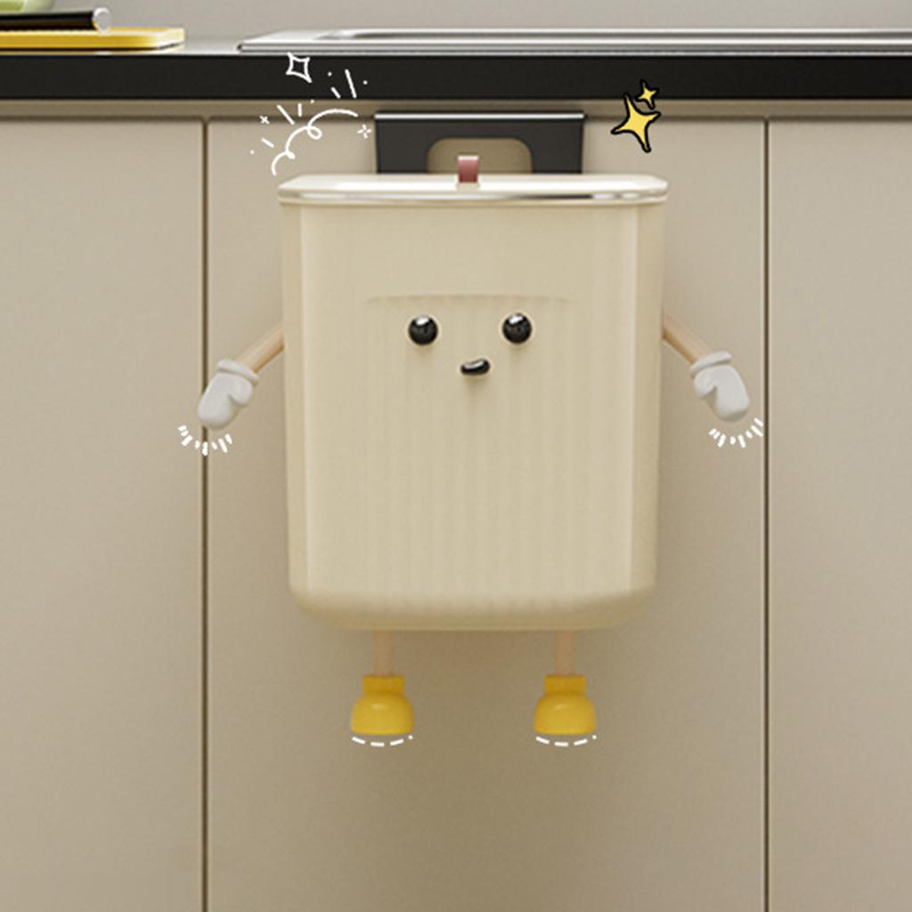 Hanging Kitchen Compost Bin with Lid Wall Mounted Trash Can Under Sink Cabinet Door for Bathroom Office and Home Decors