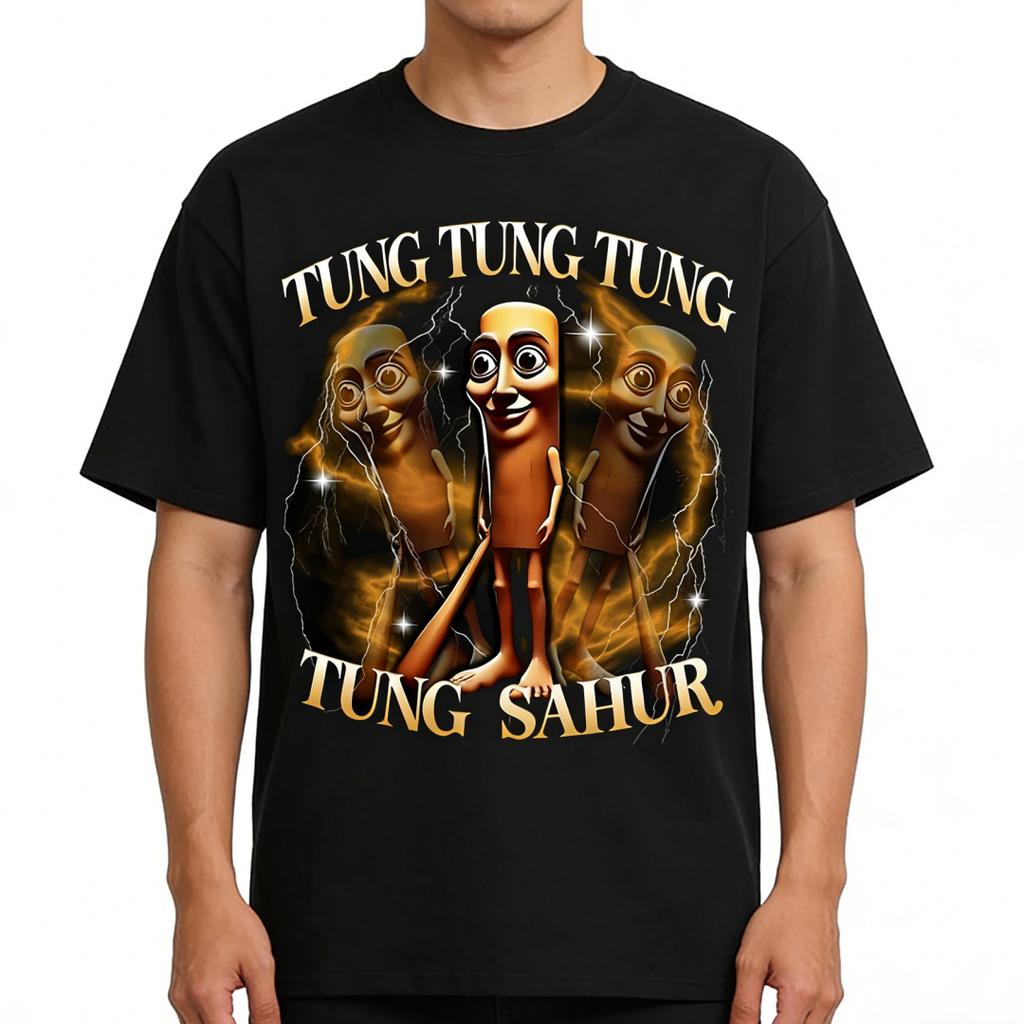 Funny Tung Tung Sahur Tshirt 3D Printed Short Sleeve Tops Summer Casual Crew Neck T Shirts Boys Tees Trend Cool Unisex Clothes