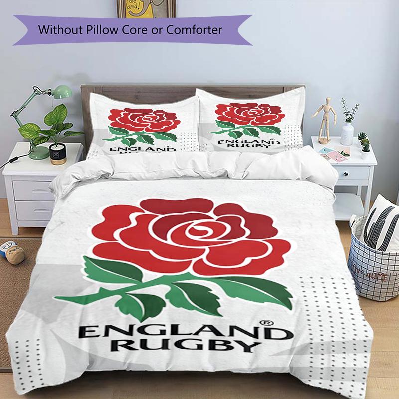 Set Biancheria da Letto Rugby Inghilterra 3 Pezzi Copripiumino Chiusura Include 1 Copripiumino & 2 Federe, Morbido e Confortevole per Tutte le Stagioni.