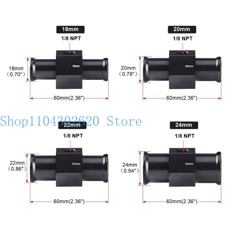 652F 18/20/22/24/28/30/32/34/36/38/40MM Radiator Adaptor Water Temp Gauge Temp Hose Adapter Attachment Hose Clamps