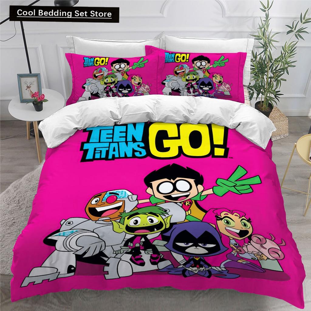 Teen Titans Go Povlečení Jednolůžko Twin Full Queen King Velikost Anime Sada Povlečení Aldult Dětský Pokoj Povlaky na Peřinu Sada 3D Tisk 014