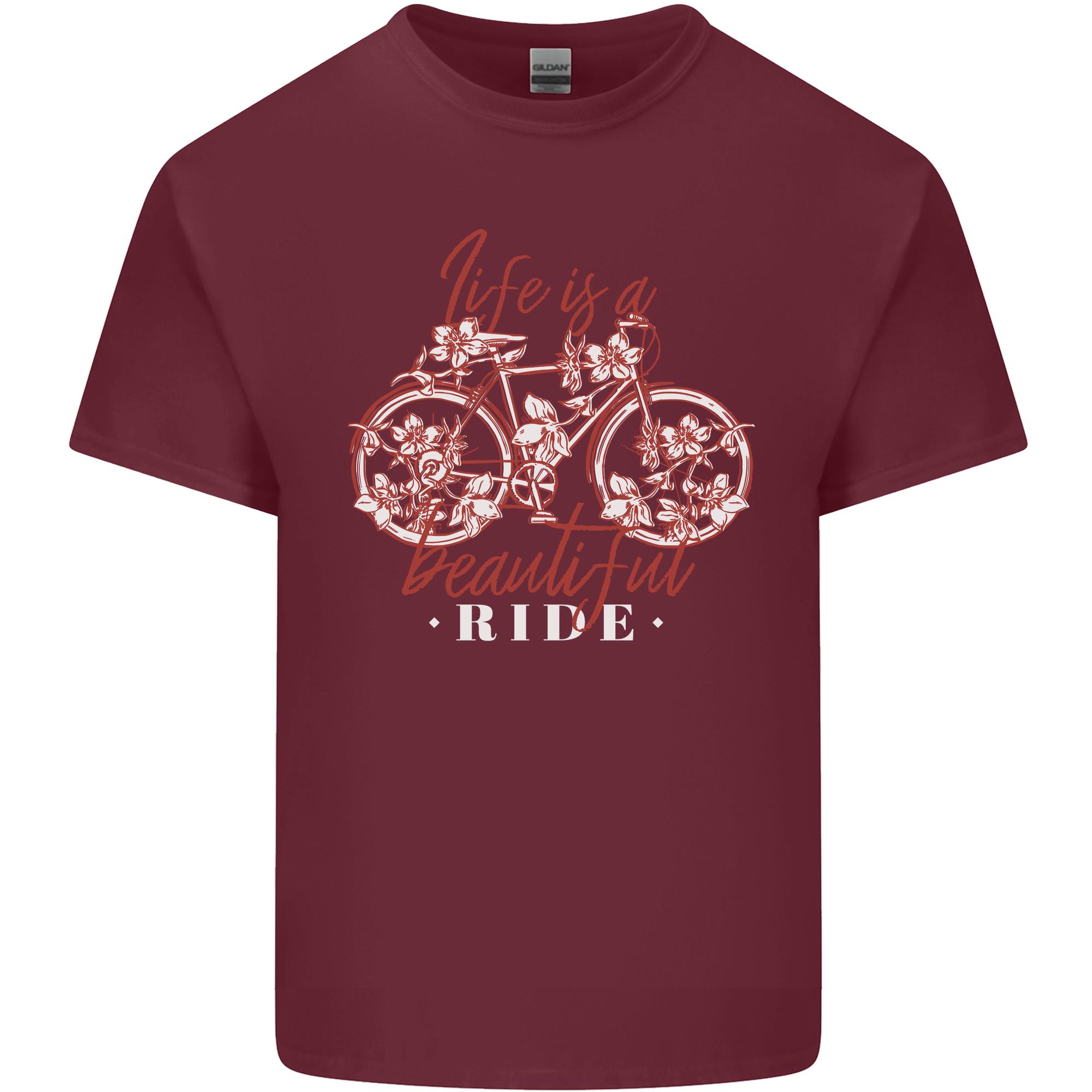 Life is a Beautiful Ride Cycling Bicycle Unisexs Light Cotton TShirt S