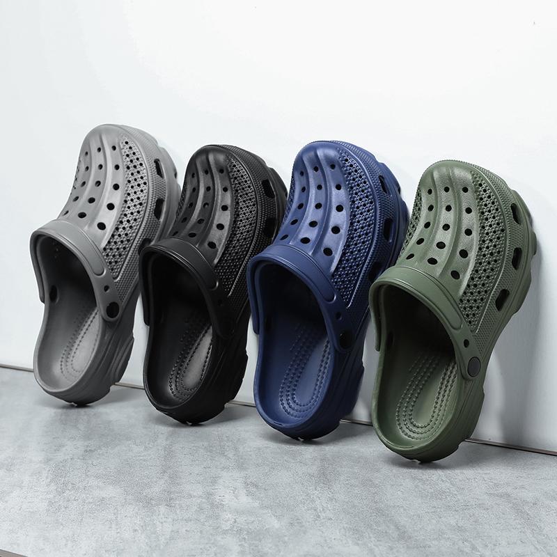 2024new Fashion Beach Slippers Non-slip EVA Slippers Bebealy Men Hole Clogs Slippers Men Garden Shoes Men Arch Support Slides