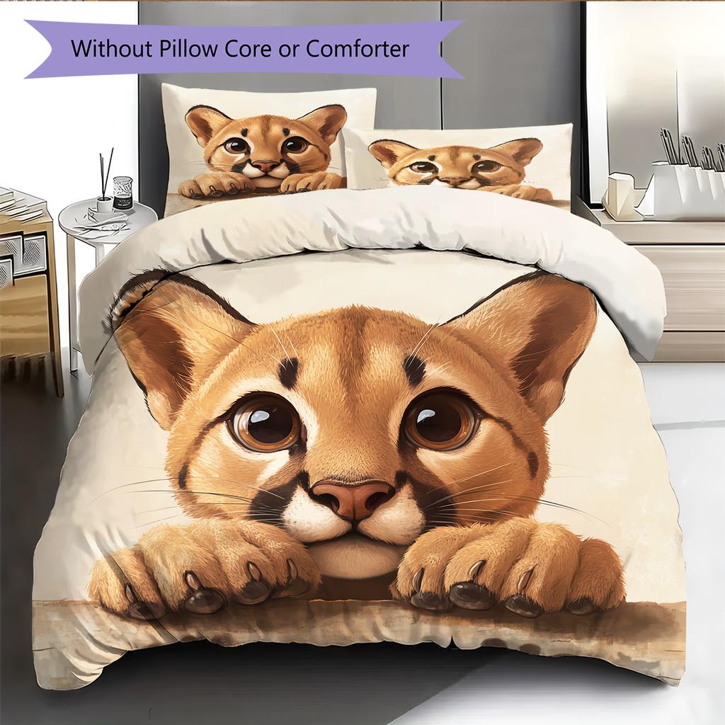 Cougar Pattern Bedding Home Decoration Birthday Gift (1 * duvet cover + 2 * pillowcase, without core)