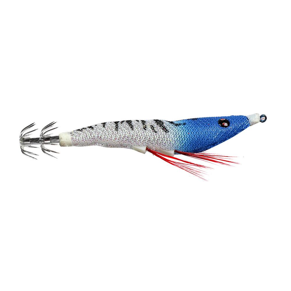 11cm 7gHighly Realistic Sea Fishing Lure3.0Luminous Wooden Shrimp Squid Lure Umbrella Hook with Sound Beads Fishing Bait Box