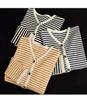 Spring Striped Webbing-Edged Single-Breasted Long Sleeve Women's Jacket Cardigan