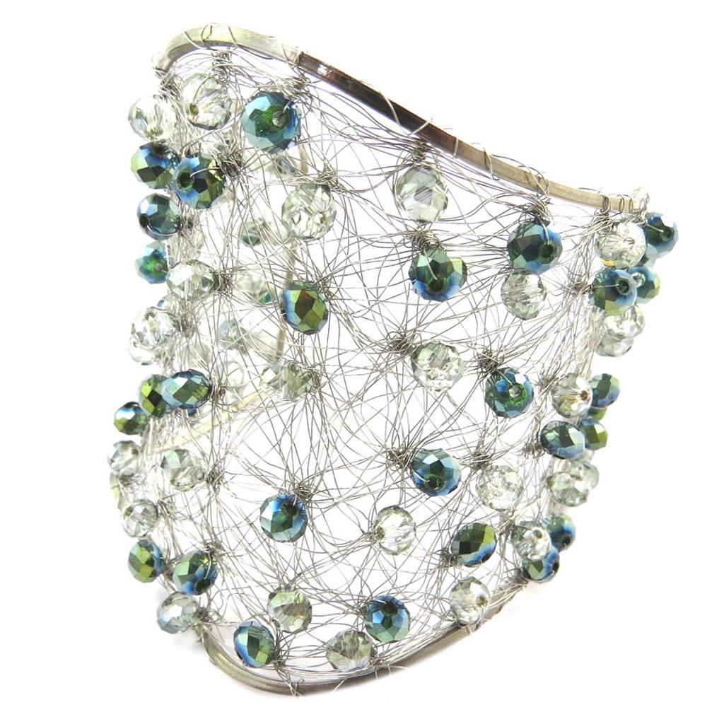 Lily-Crystal [P4406] - Bracelet artisanal 'Callas' vert - 17x8. 5 cm