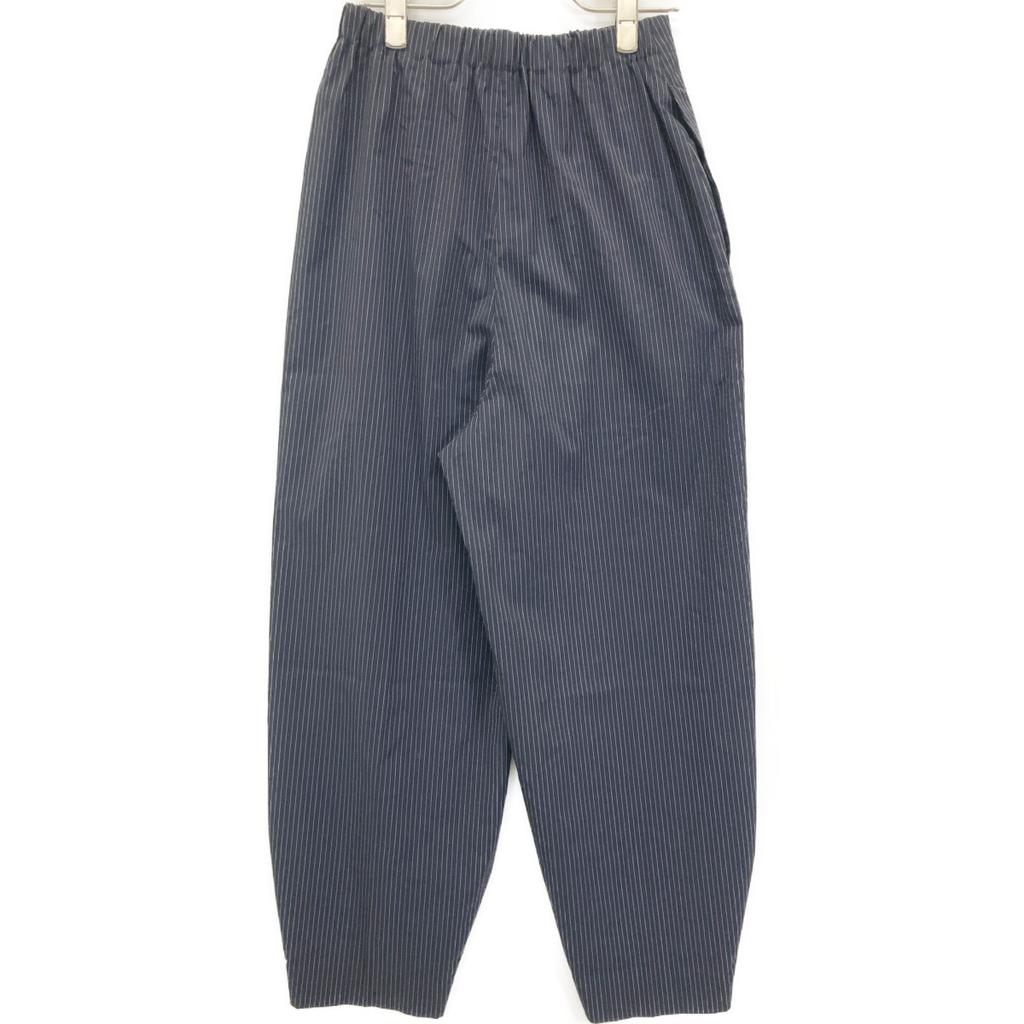ENFOLD [Good Condition/23AW] 300GA231-0230 WIDE-STRAIGHT COCOON TROUSERS Striped Trousers Bottoms 36 NavyUsed
