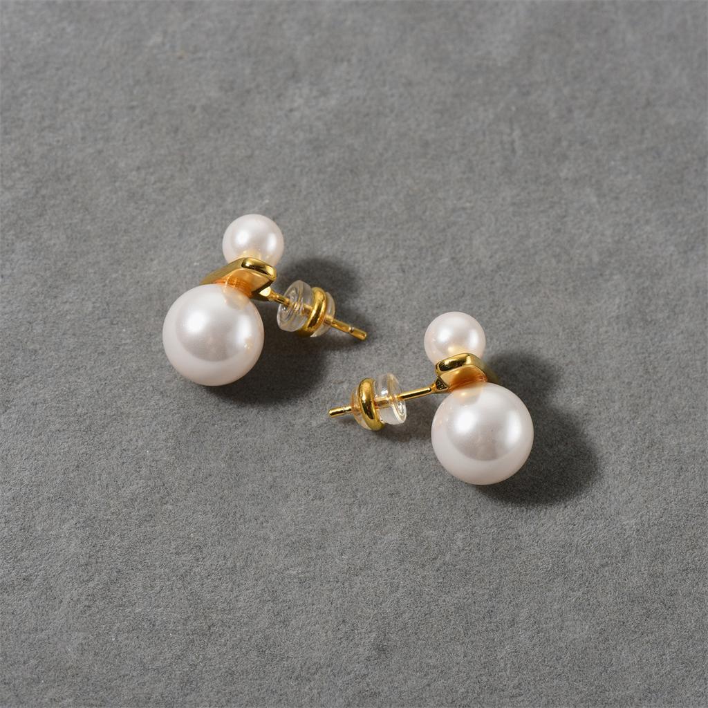 Small Sweet Potato Asymmetrical Size Pearl Stud Earrings Light Luxury Simple Versatile High Sense Earrings Vitality Girl Sense