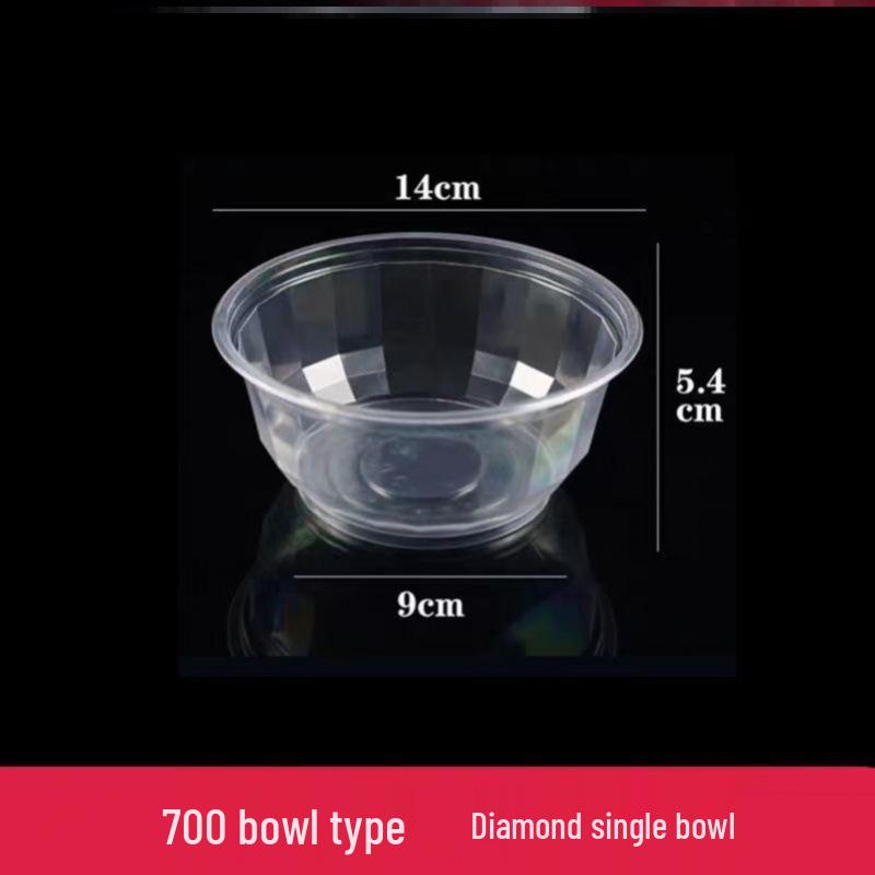 Transparent Thickened Disposable Plastic Bowl - Round, No Lid, Heat-Resistant for Home and Commercial Use