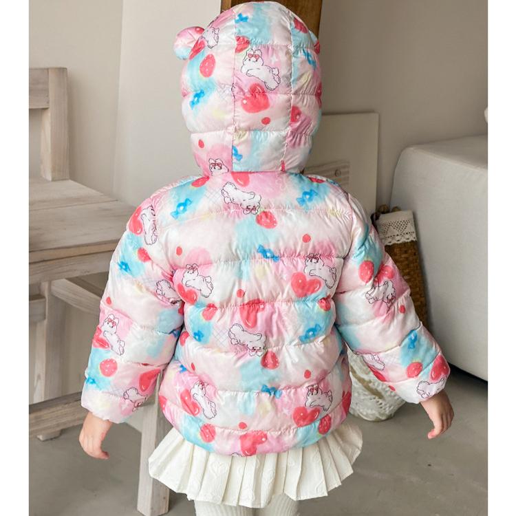 Fashion Girls' Warm Cotton-padded Clothes Winter Baby Girl Thickened Short Cotton-padded Jacket Children's Autumn Cute Cartoon Print Coats