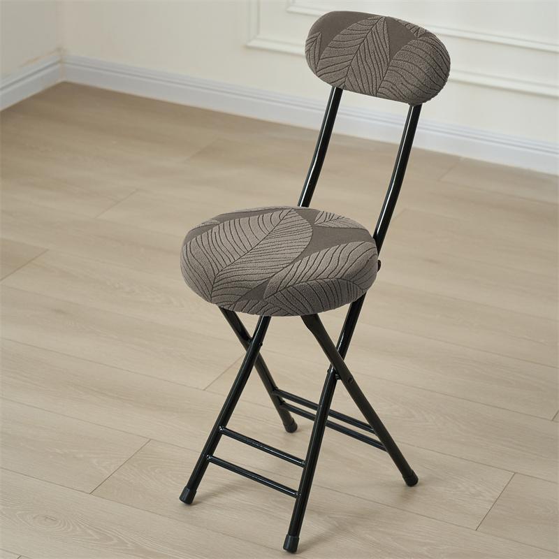 

Solid Color Folding Stool Cover Stretch Round Chair Slipcover Household Backrest Chair Covers for Dining Room Office 1PC