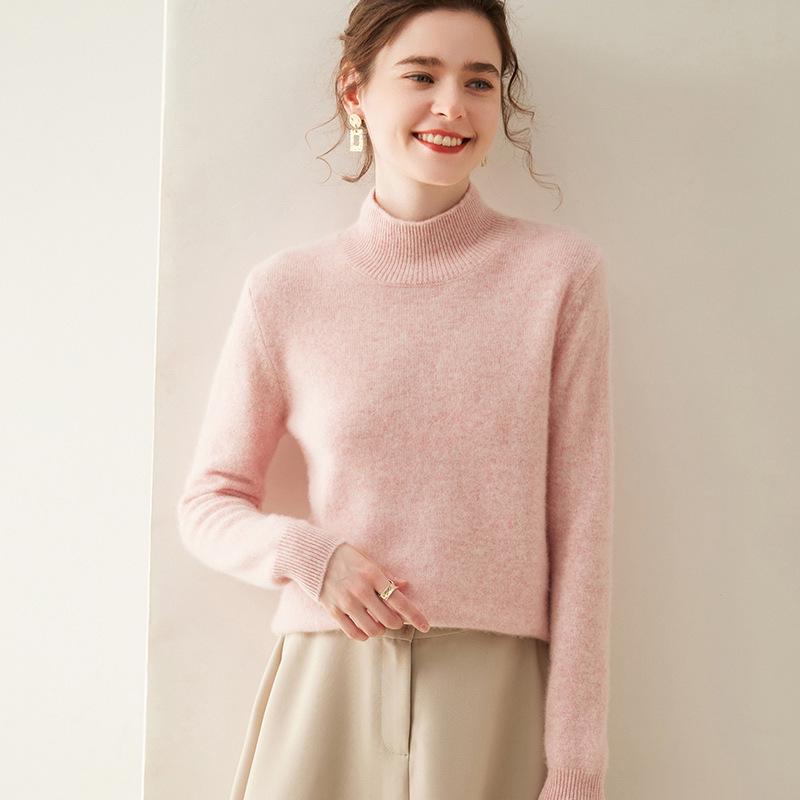 

Женский кашемировый свитер с приспущенным плечом – Вязка в семь игл, Воротник половинной высоты, Однотонный, Свободный крой, Мягкий и теплый. L