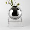 Metal Round Ball Vase Geometric Silver Ball Flower Vase Floral Arrangement Accessories Terrarium Home Decoration Accessories