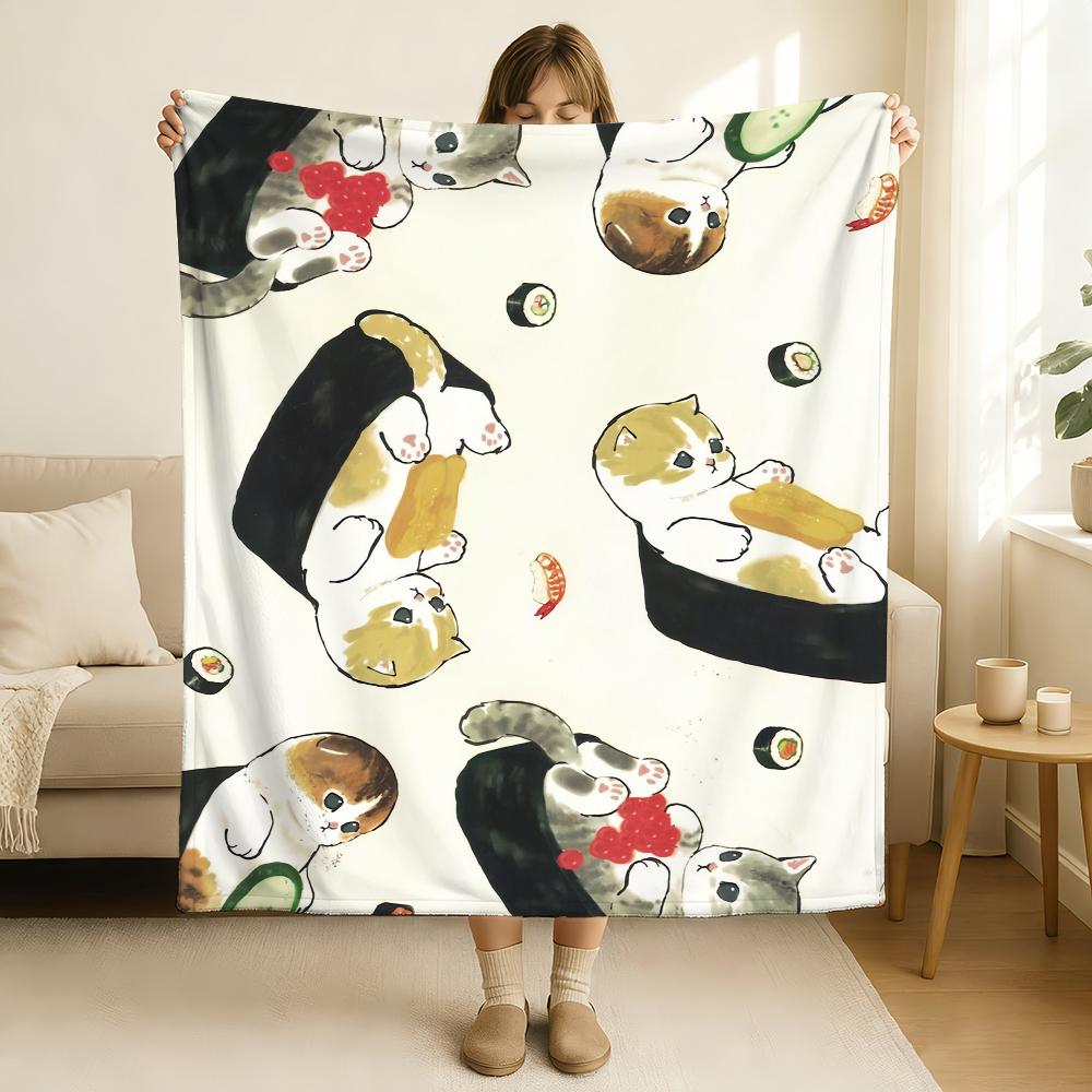 Kreskówkowy Uroczy Kot M MoFusand Koc Miękki i Przyjazny dla Skóry Na Kanapę Łóżko Do Drzemki Narzuta Na Kołdrę Na Cały Rok Kołdra
