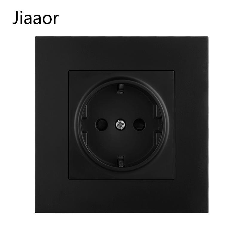 16A Black European Double Gang German-Style Switch & USB/Type-C Socket for Concealed Installation