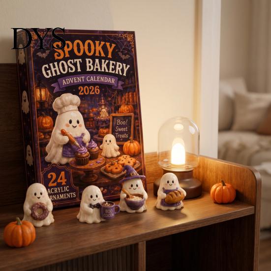 Halloween Advent Calendar Calendar, 24-Day Acrylic Ghost Figure Countdown Set to with Diverse Themes, Cute Desk Decor, Collectible Holiday Gift