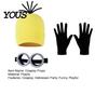 Retro Goggles Costume 3Pcs Halloween Accessories, Yellow Knitted Hat Steampunk Cosplay Props Set Gloves Adults Party for Men Women Long Wear