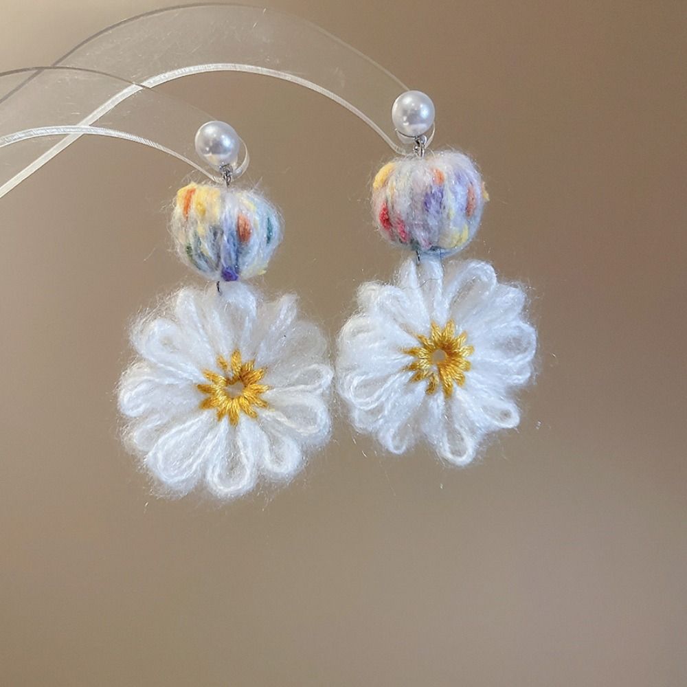 Cute Flower Crochet Earrings Temperament Bohemia Dangle Earrings Daisy Flower Earrings Daily