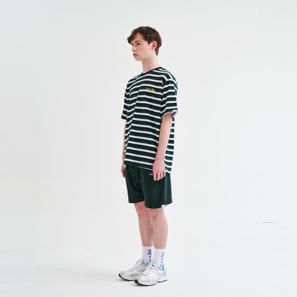 CODE I'M Authentic Logo Print Wgn Striped Oversized Short Sleeve Tee