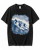 Acid Wash Surf T-Shirt Blue Wave Graphic Vintage Beach Tee
