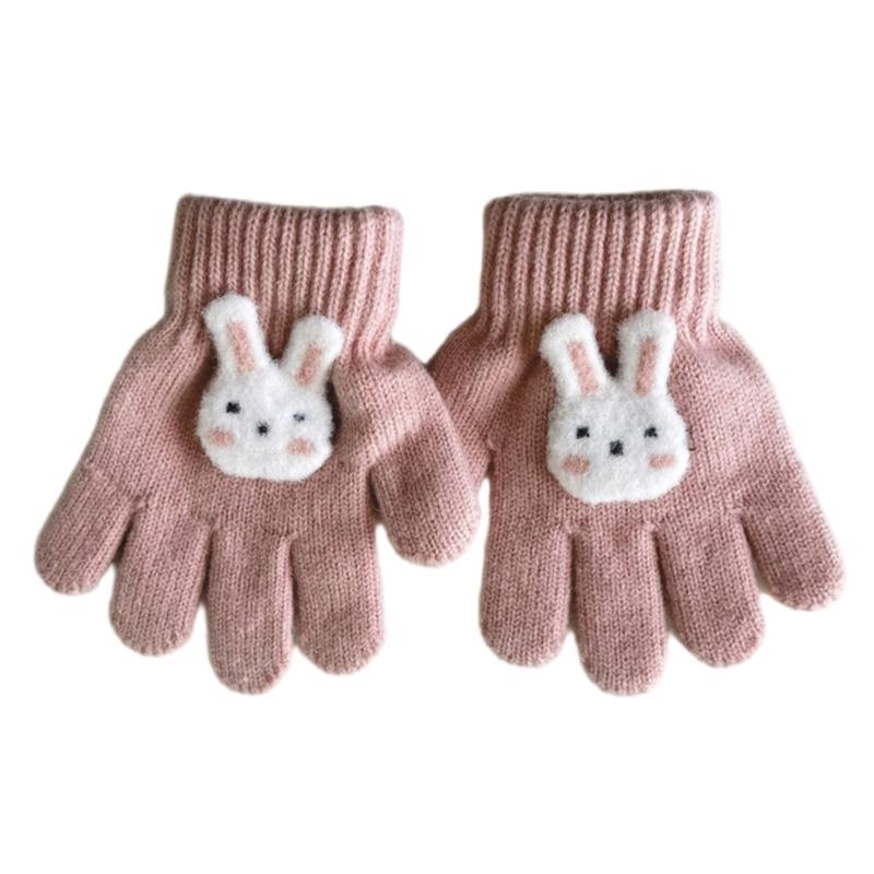 1 Pair Cartoon Kids Gloves Soft & Breathable Knitted Fabric for Boys Girls 3-6T Winter Outdoor Play Mittens Warm