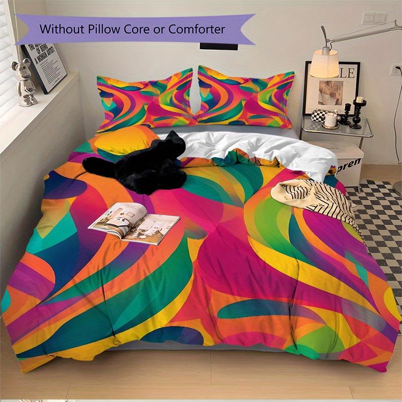 3pcs Abstract Art Print Bedding Set, Breathable and Soft, Suitable for All Seasons, Ideal for Home Use, Suitable for Bedroom Decor 21116