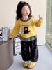 Spring 2025 Girls' Cartoon Sweatshirt & Pants Set - Casual Two-Piece for Baby Girls