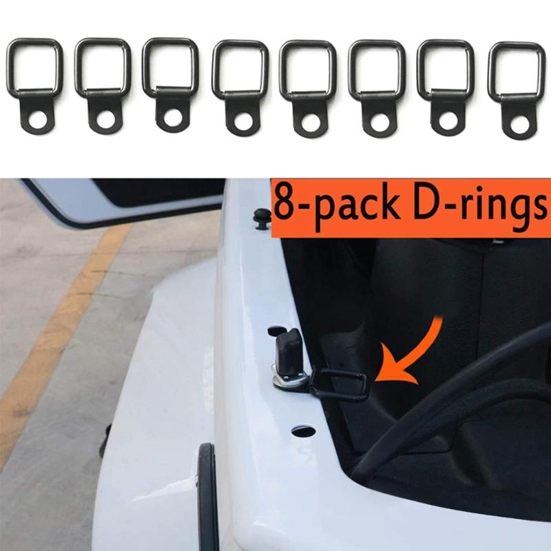 8Pcs D-Ring Tie Down, Small Steel D-Rings Anchor Lashing Ring for Loads On Case- Truck Cargo Trailers RV Boats