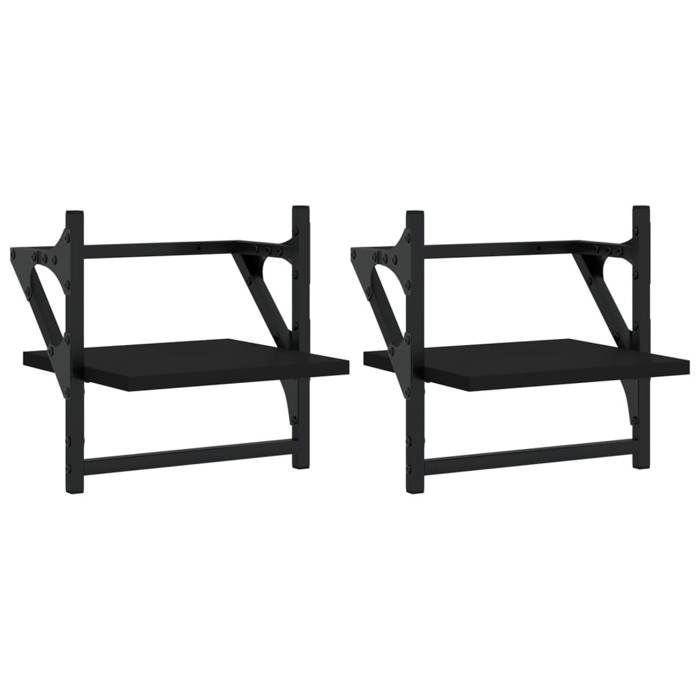 VidaXL Wall Shelves with Bars 2 Pcs Black 30x25x30 Cm 836233