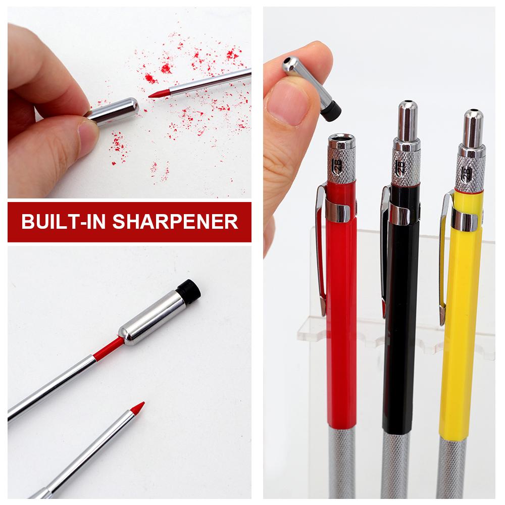2.0mm Blue Black Red Yellow Long Headed Woodworking Automatic Pencil 2B Lead Deep Hole Marking Architectural Drawing Marker Pen
