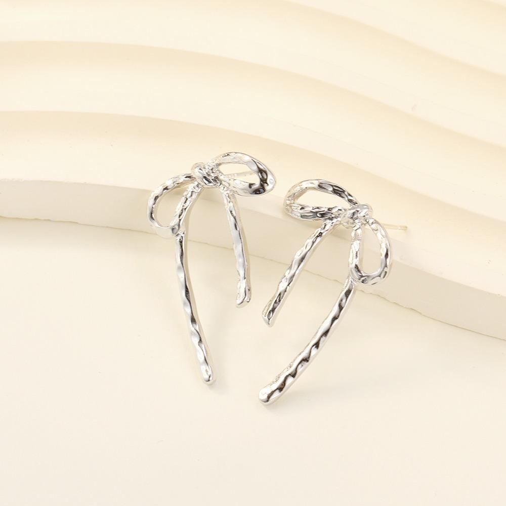 Gold/Silver Color Earrings for Women Bow Stud Nail Earring Fashion Cute Jewelry Piercing Ear Accessories