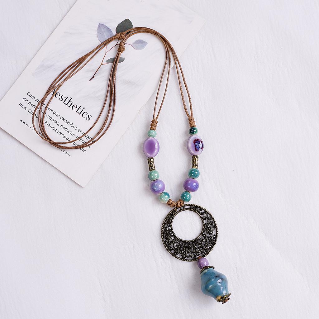 Winter New Factory Direct Sales Ceramic Niche Design High-end Necklace Ceramic Sweater Chain Accessories