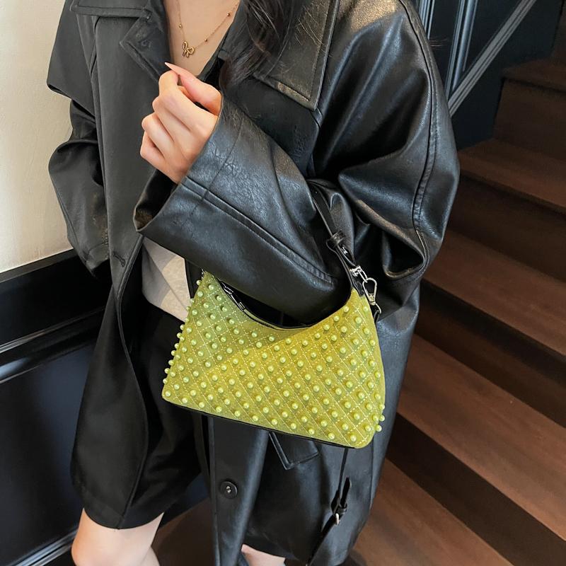2025 New Rivet Women Bag PU Leather Shoulder Bags Fashion Diamond Inlaid Crossbody Bags For Women Small Shopping Messenger Bag