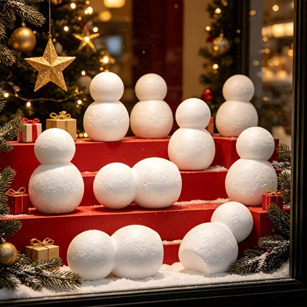10 pcs Handmade DIY Painting Snowman Styrofoam Snowman Foam Models Holiday Party Favor