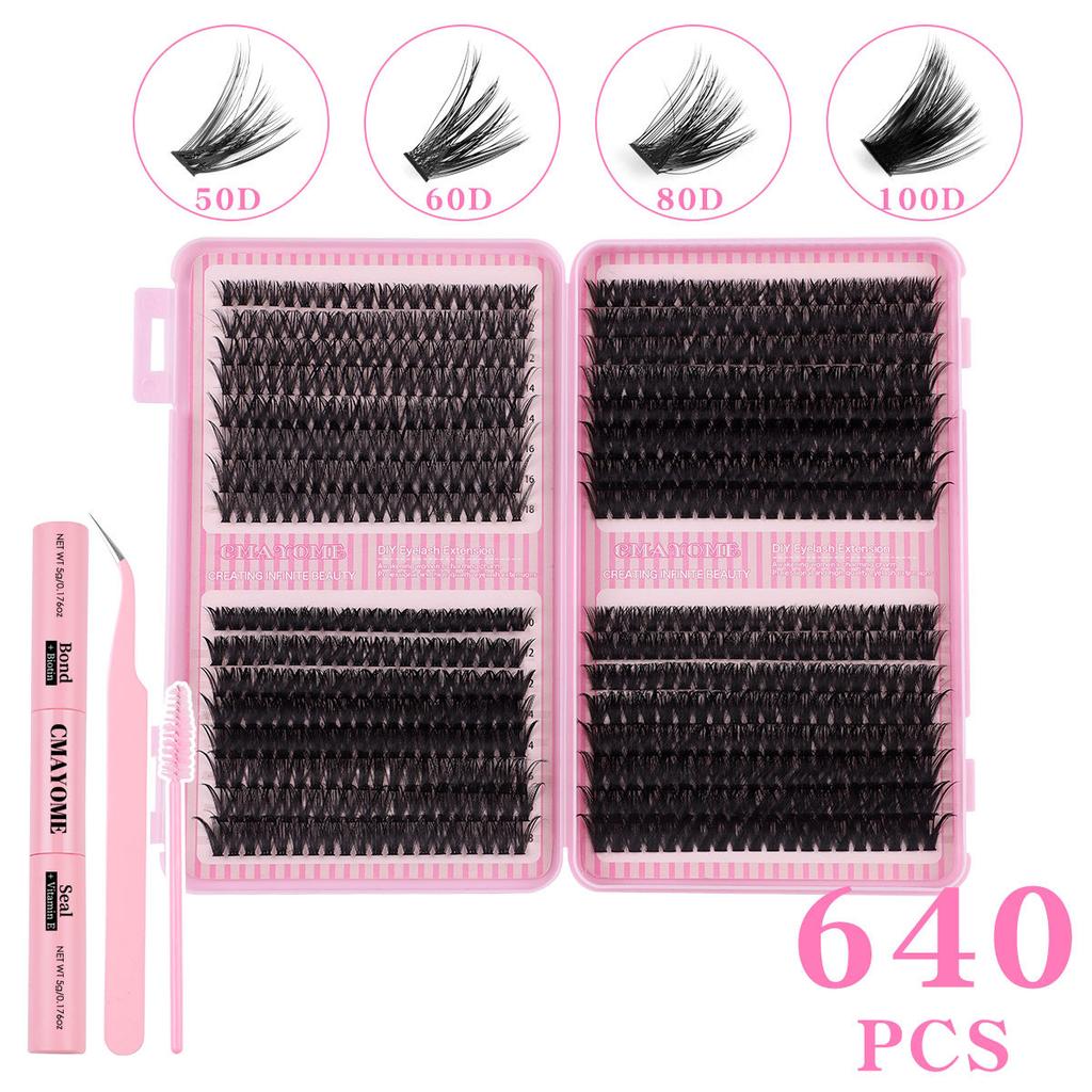 640 Tufts Of Natural Thick Single Tufts Of False Eyelashes Daily 10-18Mmdiy Segmented D Curl Hair