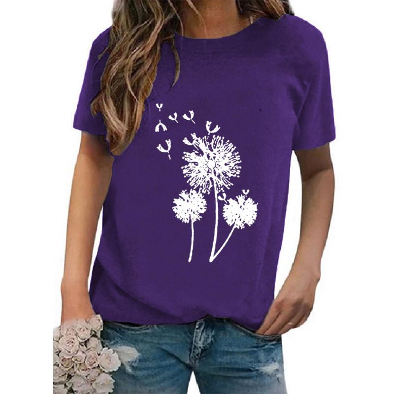 Women's Trend Round Neck Printed Fashion Short Sleeved T-shirt for Women Shirt