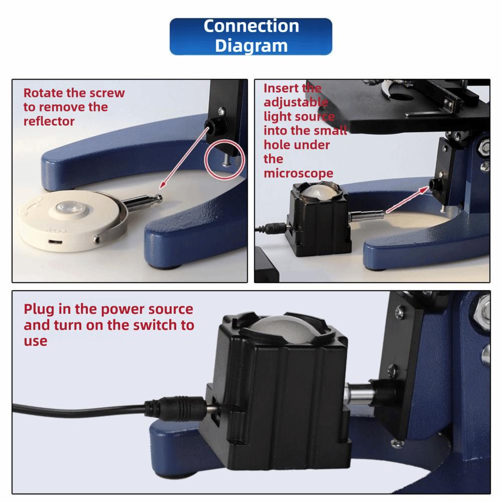Vit LED-mikroskoplampa Justerbar ljusstyrka Mikroskopringlampa Laboratoriebruk