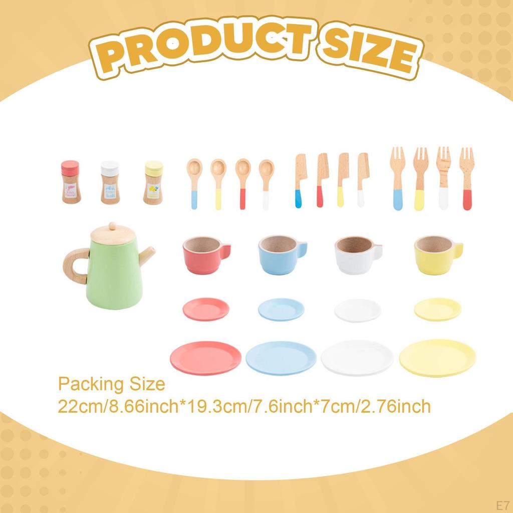 Children's Tea Party Play Set for Ages 3 to 5 with Wooden Teacups