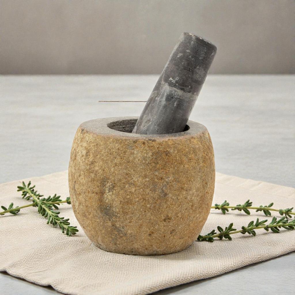 Natural Riverstone Decorative Pestle & Mortar- Small