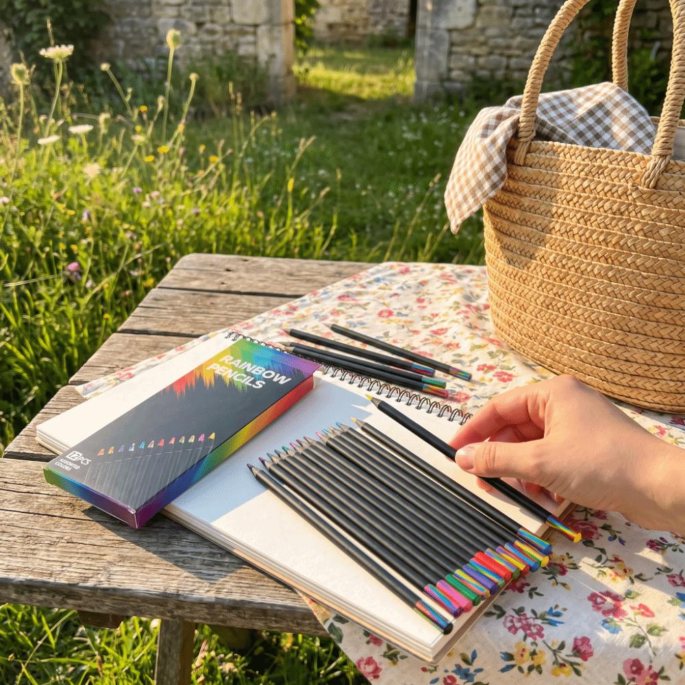 12pcs/Box Wooden Gradient Colored Pencils Multi-color Core Sketch Pencils Colored Pencils Drawing