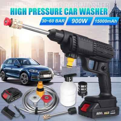 88Vf Automyčka 30BAR Vysokotlaký čistič 0-15000mAh Vodní pistole na mytí aut Pěnový generátor Pro mytí aut Pro 18V baterii 900W