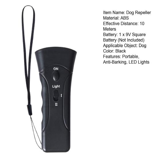 Yousheng Ultrasonic Dog Repeller Long Battery Life Powerful Frequency Super Bright LED Black Double-head Control ABS Anti-Barking Pet Dog Repeller for